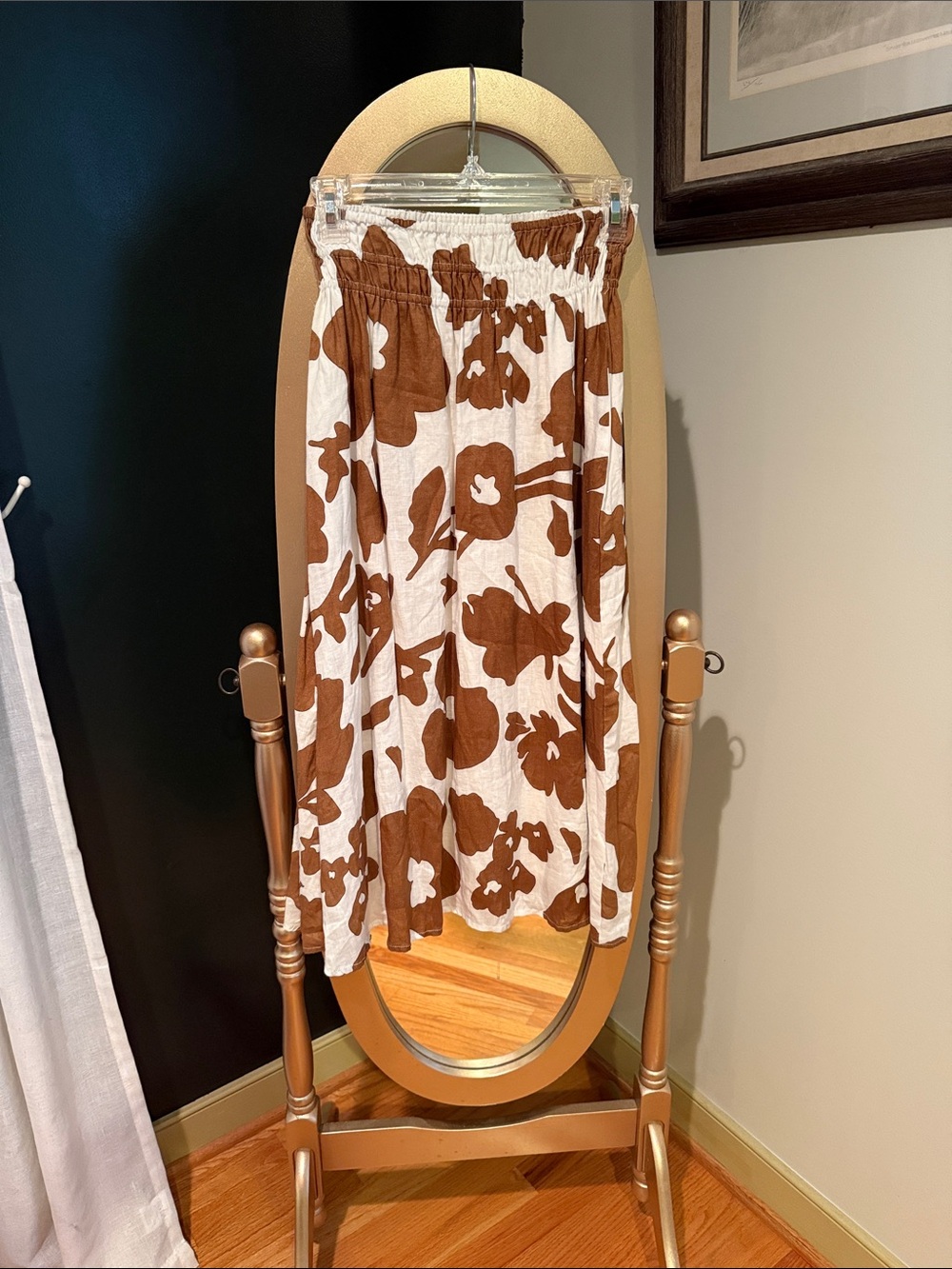 Patterned linen skirt